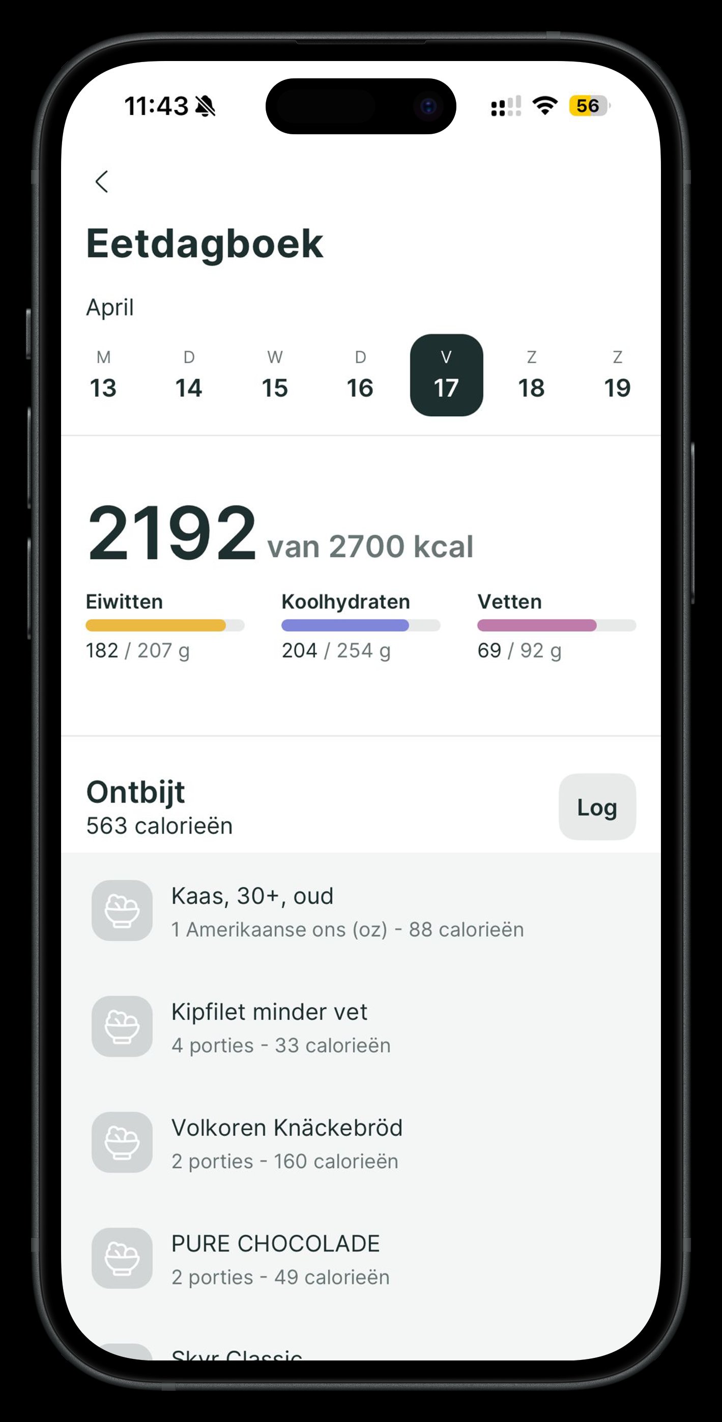 Zenfit app - voedingsschema